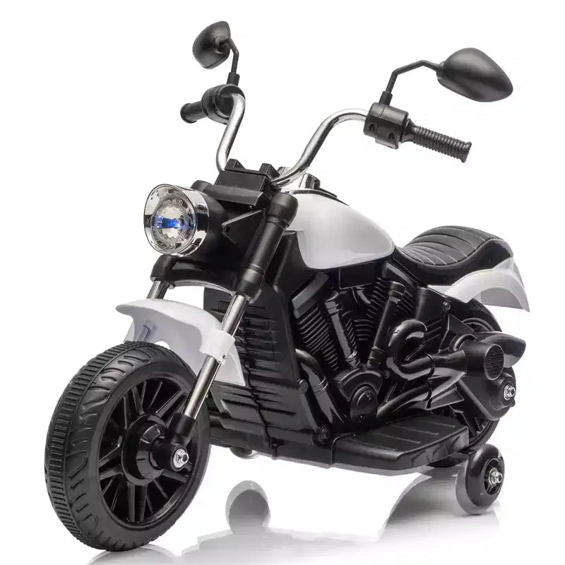 Coolmee 12V Kids Electric Motorcycle, 3-Wheel Ride On Motorcycle with Training Wheels, Reverse, Headlight, Horn, Music, Ride On Toy for Boys Girls