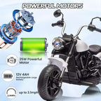 Coolmee 12V Kids Electric Motorcycle, 3-Wheel Ride On Motorcycle with Training Wheels, Reverse, Headlight, Horn, Music, Ride On Toy for Boys Girls