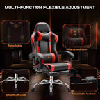 TUYOHW Ergonomic Gaming Chair with Footrest, PU Leather Recliner with Headrest and Fixed Up Armrest, Computer Chair for Study, Office