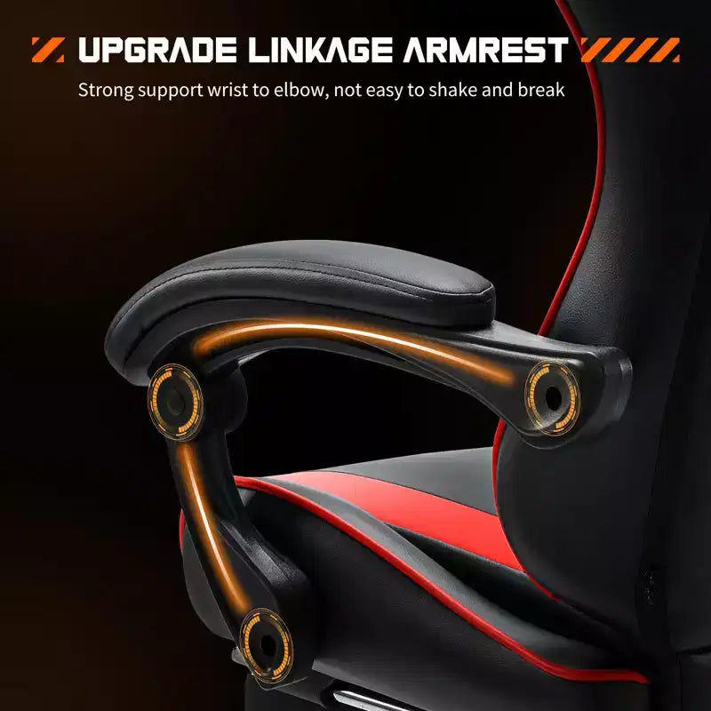 TUYOHW Ergonomic Gaming Chair with Footrest, PU Leather Recliner with Headrest and Fixed Up Armrest, Computer Chair for Study, Office