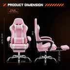 TUYOHW Ergonomic Gaming Chair with Footrest, PU Leather Recliner with Headrest and Fixed Up Armrest, Computer Chair for Study, Office
