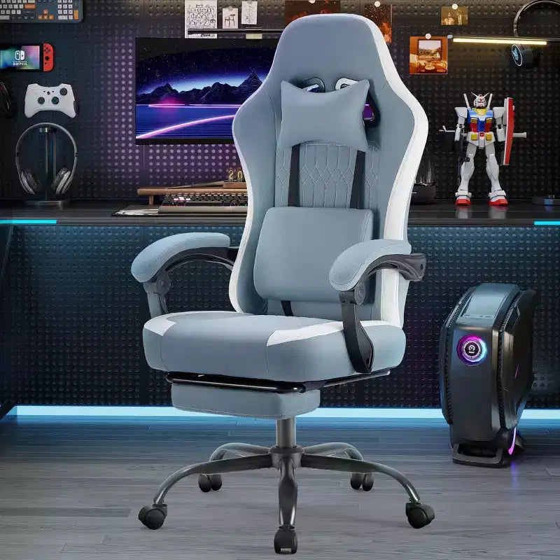 TUYOHW Ergonomic Office Chair with Padding Armrest, Gaming Chair with Lumbar Support, Swivel Rolling Chair with Wheels for Home, Office