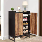 TUYOHW 5-Tier Modern Shoe Cabinet with Doors,Holds 20 Pairs Shoe Storage Organizer with Adjustable Shelves,Entryway Hallway Cabinet,Brown & Black