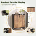 TUYOHW 5-Tier Modern Shoe Cabinet with Doors,Holds 20 Pairs Shoe Storage Organizer with Adjustable Shelves,Entryway Hallway Cabinet,Brown & Black