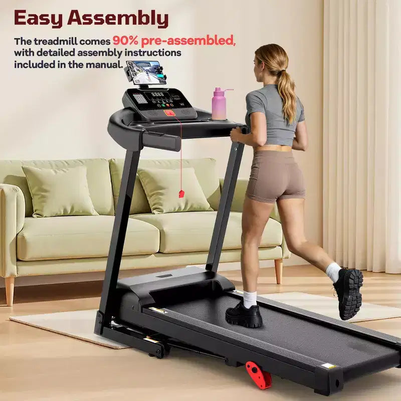 3.5HP Folding Treadmill for Home/Office, 3-Level Incline, 7.5 MPH,64 Programs, FREE Courses&APP Control, Heart Rate Monitor,Jogging walking treadmill