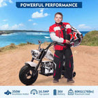 Coolmee Kids 36V Electric Dirt Bike, 3-Speed Modes, Twist Throttle, Rear Disc Brake, Dual Suspension, LED Headlight, Ride on Motorcycle