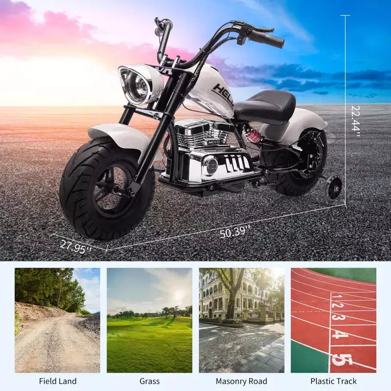 Coolmee Kids 36V Electric Dirt Bike, 3-Speed Modes, Twist Throttle, Rear Disc Brake, Dual Suspension, LED Headlight, Ride on Motorcycle