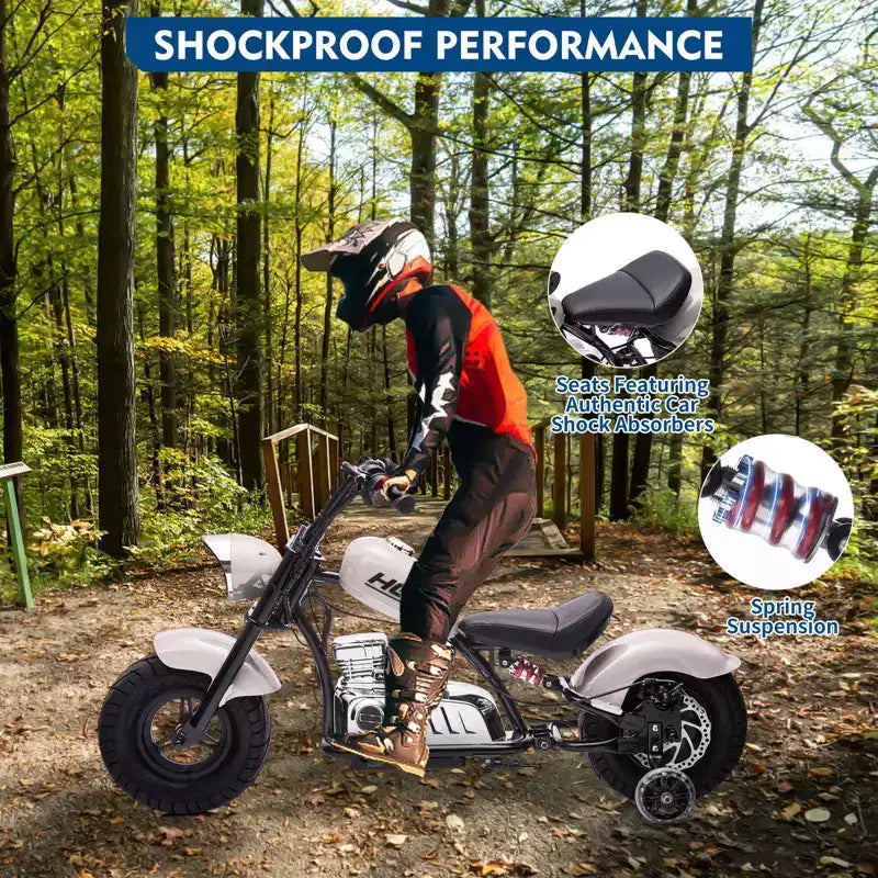 Coolmee Kids 36V Electric Dirt Bike, 3-Speed Modes, Twist Throttle, Rear Disc Brake, Dual Suspension, LED Headlight, Ride on Motorcycle