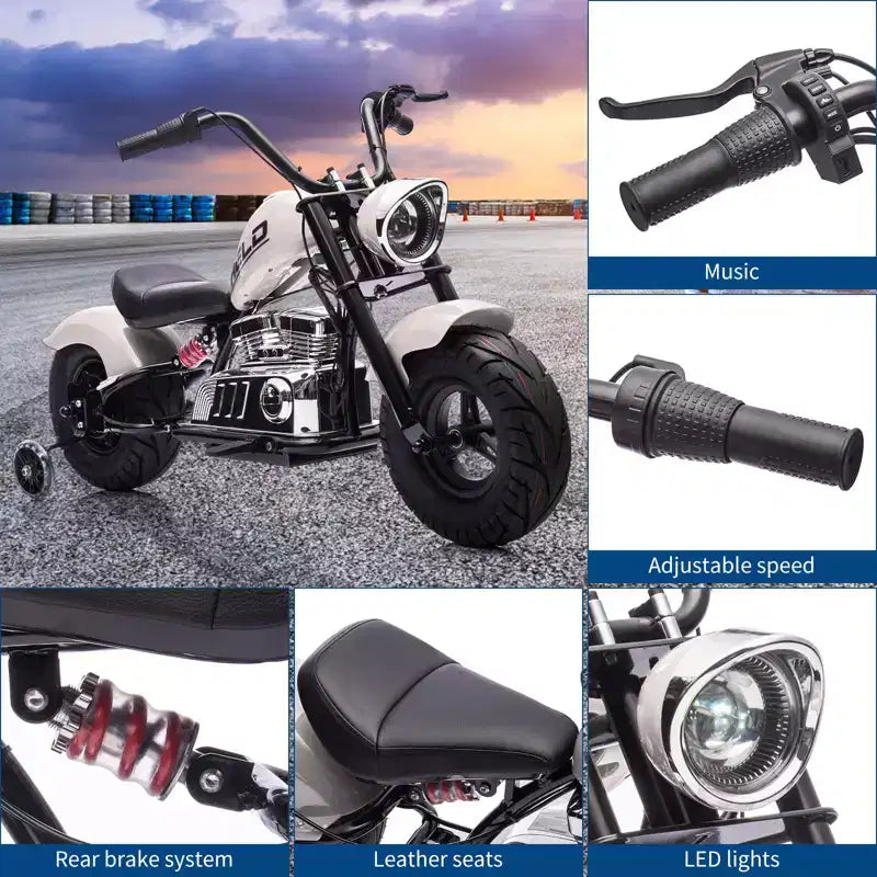 Coolmee Kids 36V Electric Dirt Bike, 3-Speed Modes, Twist Throttle, Rear Disc Brake, Dual Suspension, LED Headlight, Ride on Motorcycle