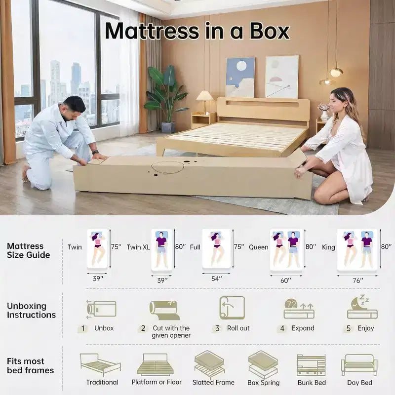 EHMKNP 12 inch Queen Sizes Mattress for Adult Teenager Single, Cooling Memory Foam Mattress,Removable Washable Cover, Medium Firm
