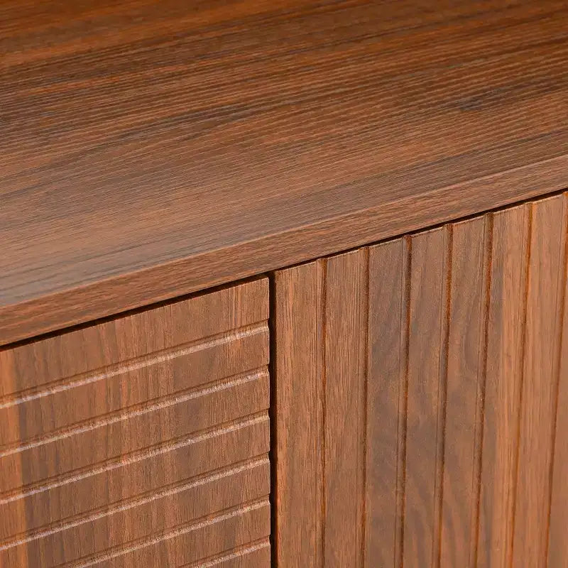 JVNOXK 59-inch Mid-Century Modern Multifunctional Sideboard Geometric Carved Storage Cabinet with Metal Legs Ideal for Dining Rooms Wood