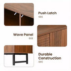 JVNOXK 59-inch Mid-Century Modern Multifunctional Sideboard Geometric Carved Storage Cabinet with Metal Legs Ideal for Dining Rooms Wood