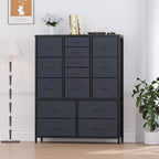 48 H Tall Dresser with 15 Drawers, Fabric Storage Dresser with Metal Frame, Wood Top, Storage Cabinet for Bedroom, Closet, Hallway