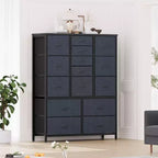 48 H Tall Dresser with 15 Drawers, Fabric Storage Dresser with Metal Frame, Wood Top, Storage Cabinet for Bedroom, Closet, Hallway