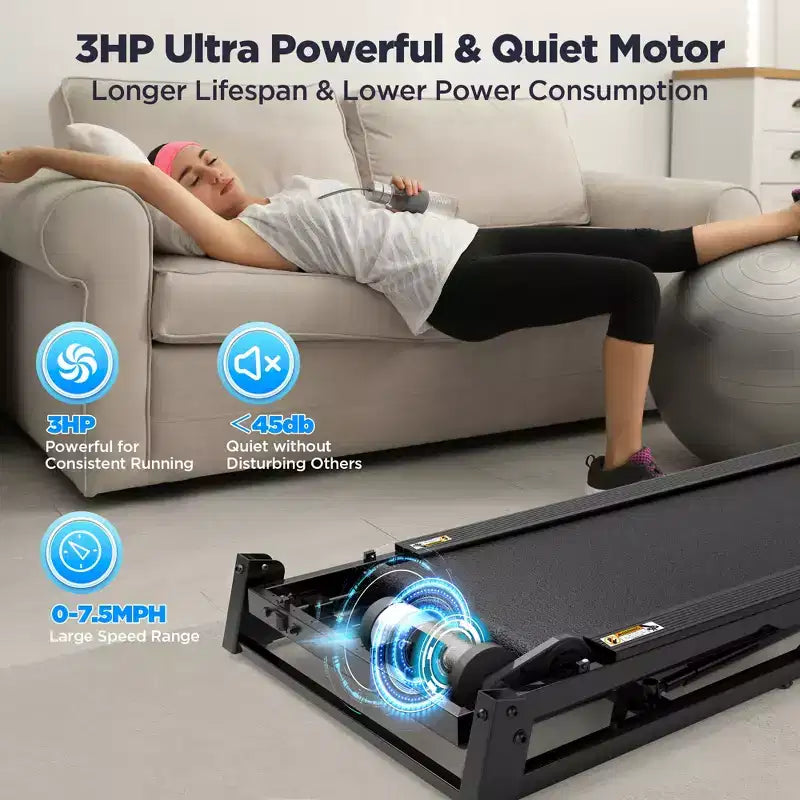 Treadmill on Sale: APP Control 3HP Portable Folding Treadmill, Treadmill with Incline, 7.5MPH, LED Display, 64 Programs, Jogging walking treadmill