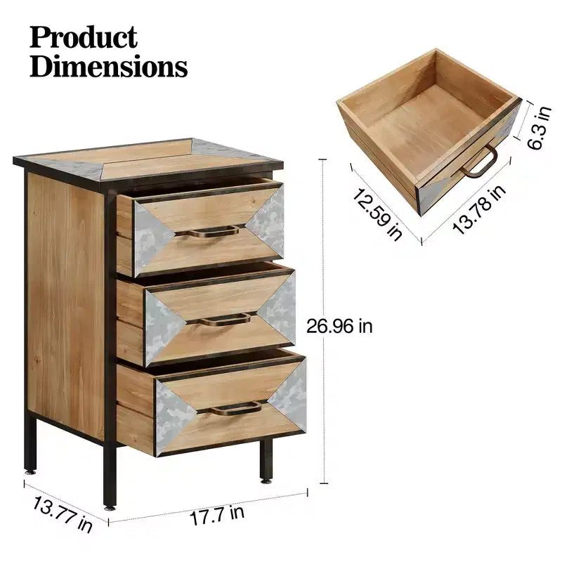 Wooden Floor Entryway Storage Cabinet, 3-Drawer Freestanding Console Table Organizer for Living Room Bedroom Hallway Office Bathroom Kitchen