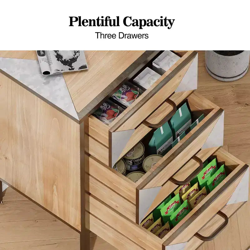 Wooden Floor Entryway Storage Cabinet, 3-Drawer Freestanding Console Table Organizer for Living Room Bedroom Hallway Office Bathroom Kitchen