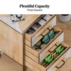 Wooden Floor Entryway Storage Cabinet, 3-Drawer Freestanding Console Table Organizer for Living Room Bedroom Hallway Office Bathroom Kitchen