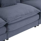 MAYEERTY 70.8 Modern Sofa Modular Sofa Upholstered Corduroy with Four Pillows for Living Room Blue