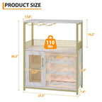 70 x 35 x 92 cm 3-layer Industrial Cabinet, Detachable Wine Rack, Adjustable Shelves and Mesh Door,Kitchen, Living Room and Bar, Gold Color