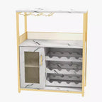 70 x 35 x 92 cm 3-layer Industrial Cabinet, Detachable Wine Rack, Adjustable Shelves and Mesh Door,Kitchen, Living Room and Bar, Gold Color