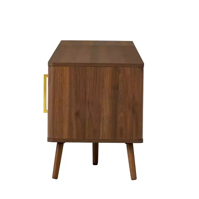 78 TV Stand for TVs up to 85, Fluted TV Console Media Console Walnut TV Cabinet Media Entertainment Center with Push-open Soft-close Door-ModernLuxe