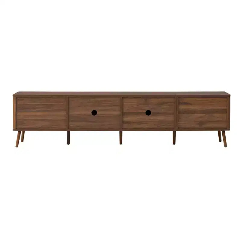 78 TV Stand for TVs up to 85, Fluted TV Console Media Console Walnut TV Cabinet Media Entertainment Center with Push-open Soft-close Door-ModernLuxe
