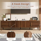 78 TV Stand for TVs up to 85, Fluted TV Console Media Console Walnut TV Cabinet Media Entertainment Center with Push-open Soft-close Door-ModernLuxe
