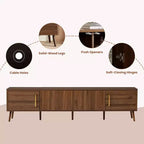 78 TV Stand for TVs up to 85, Fluted TV Console Media Console Walnut TV Cabinet Media Entertainment Center with Push-open Soft-close Door-ModernLuxe