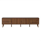 78 TV Stand for TVs up to 85, Fluted TV Console Media Console Walnut TV Cabinet Media Entertainment Center with Push-open Soft-close Door-ModernLuxe