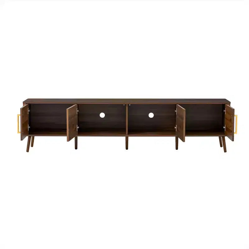 78 TV Stand for TVs up to 85, Fluted TV Console Media Console Walnut TV Cabinet Media Entertainment Center with Push-open Soft-close Door-ModernLuxe