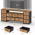 11 Drawer Dresser, TV Stand for 70 Inch TV, Entertainment Center with Storage, Chest of Drawers with Open Shelves for Living Room, Bedroom