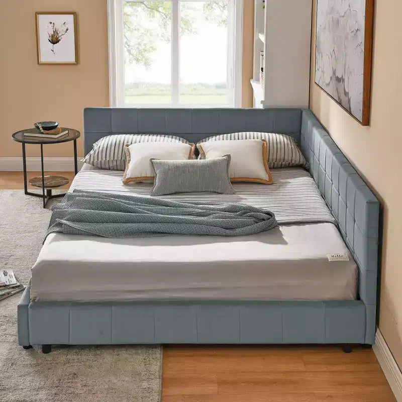 Bellemave Queen Upholstered Daybed with Comfortable Backrest and Armrests,Upholstered Daybed Frame for Bedroom and Living Room,Velvet