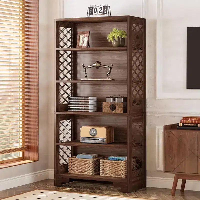 Lantine 71-Inch Tall Bookshelf, 6-Tier Large Mid-Century Bookcase with 5 Storage Shelves for Living Room, Home Office