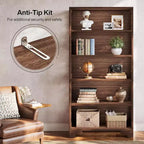 Lantine 71-Inch Tall Bookshelf, 6-Tier Large Mid-Century Bookcase with 5 Storage Shelves for Living Room, Home Office