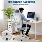 Ergonomic Reclining Office Chair  High Back Mesh Desk Chair with Adjustable Headrest, Full Lumbar Support, Home Office Chair, Gaming Chair