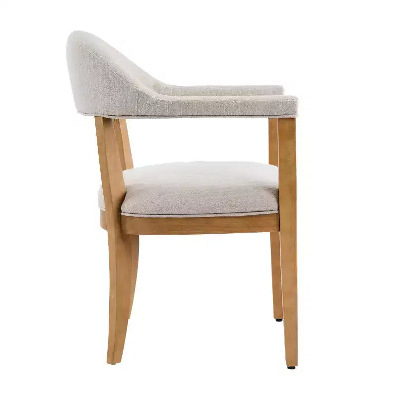 Christopher Knight Home Hoseok Modern Rubberwood Upholstered Dining Chairs with Armrests (Set of 2)