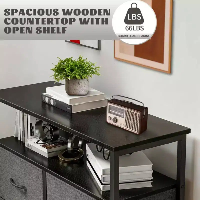MAYEERTY 45.9-Inch 8-Drawer Fabric Dresser, Tall Storage Cabinet with Open Shelf for Bedroom Closet