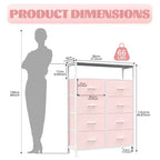 MAYEERTY 45.9-Inch 8-Drawer Fabric Dresser, Tall Storage Cabinet with Open Shelf for Bedroom Closet