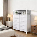 MAYEERTY 45.9-Inch 8-Drawer Fabric Dresser, Tall Storage Cabinet with Open Shelf for Bedroom Closet