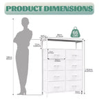 MAYEERTY 45.9-Inch 8-Drawer Fabric Dresser, Tall Storage Cabinet with Open Shelf for Bedroom Closet