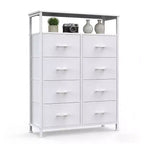 MAYEERTY 45.9-Inch 8-Drawer Fabric Dresser, Tall Storage Cabinet with Open Shelf for Bedroom Closet