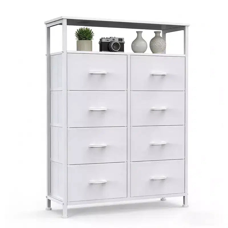 MAYEERTY 45.9-Inch 8-Drawer Fabric Dresser, Tall Storage Cabinet with Open Shelf for Bedroom Closet
