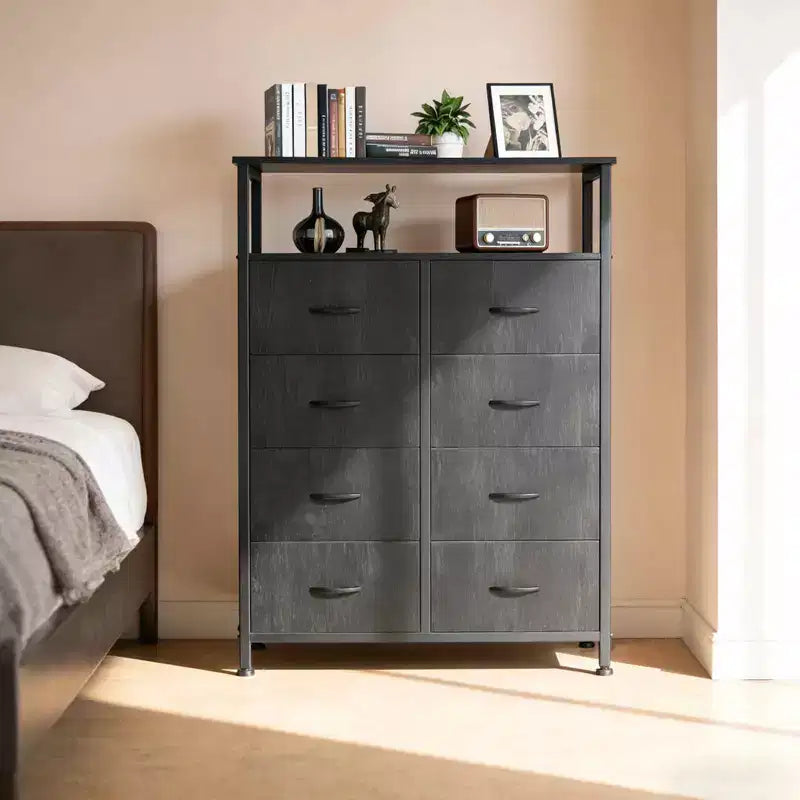 MAYEERTY 45.9-Inch 8-Drawer Fabric Dresser, Tall Storage Cabinet with Open Shelf for Bedroom Closet
