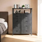MAYEERTY 45.9-Inch 8-Drawer Fabric Dresser, Tall Storage Cabinet with Open Shelf for Bedroom Closet