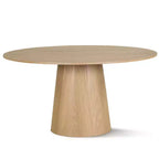 Round Dining Table Set For 6, Upholstered Barrel Dining Chairs With Castors, Linen Blend Fabric, Curved Back Support - Panipeachy