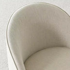 Round Dining Table Set For 6, Upholstered Barrel Dining Chairs With Castors, Linen Blend Fabric, Curved Back Support - Panipeachy