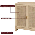 GustoWave Rattan Accent Storage Cabinet with 4 Doors and Shelf - Modern Console Coffee Bar Cabinet for Dining Room, Kitchen, Living Room