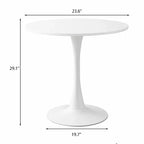 NAYSAYE Modern Round Dining Table End Table MDF Top Steel Base Kitchen Coffee Table Living Room Office, White, 23.6*19.7*29.1
