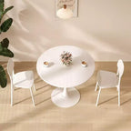 NAYSAYE Modern Round Dining Table End Table MDF Top Steel Base Kitchen Coffee Table Living Room Office, White, 23.6*19.7*29.1